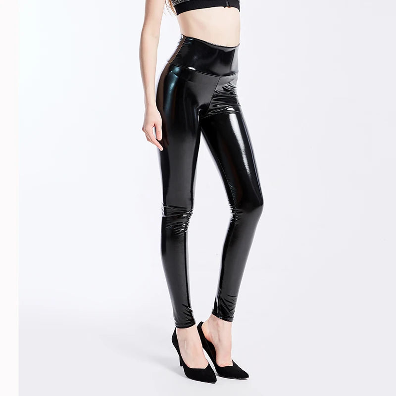 Flashy Faux Leather Shiny Leggings (Womens) Flashy Hip Hop Drip