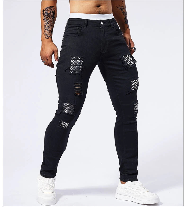 Suave - Black Ripped Skinny Premium Jeans (Mens)