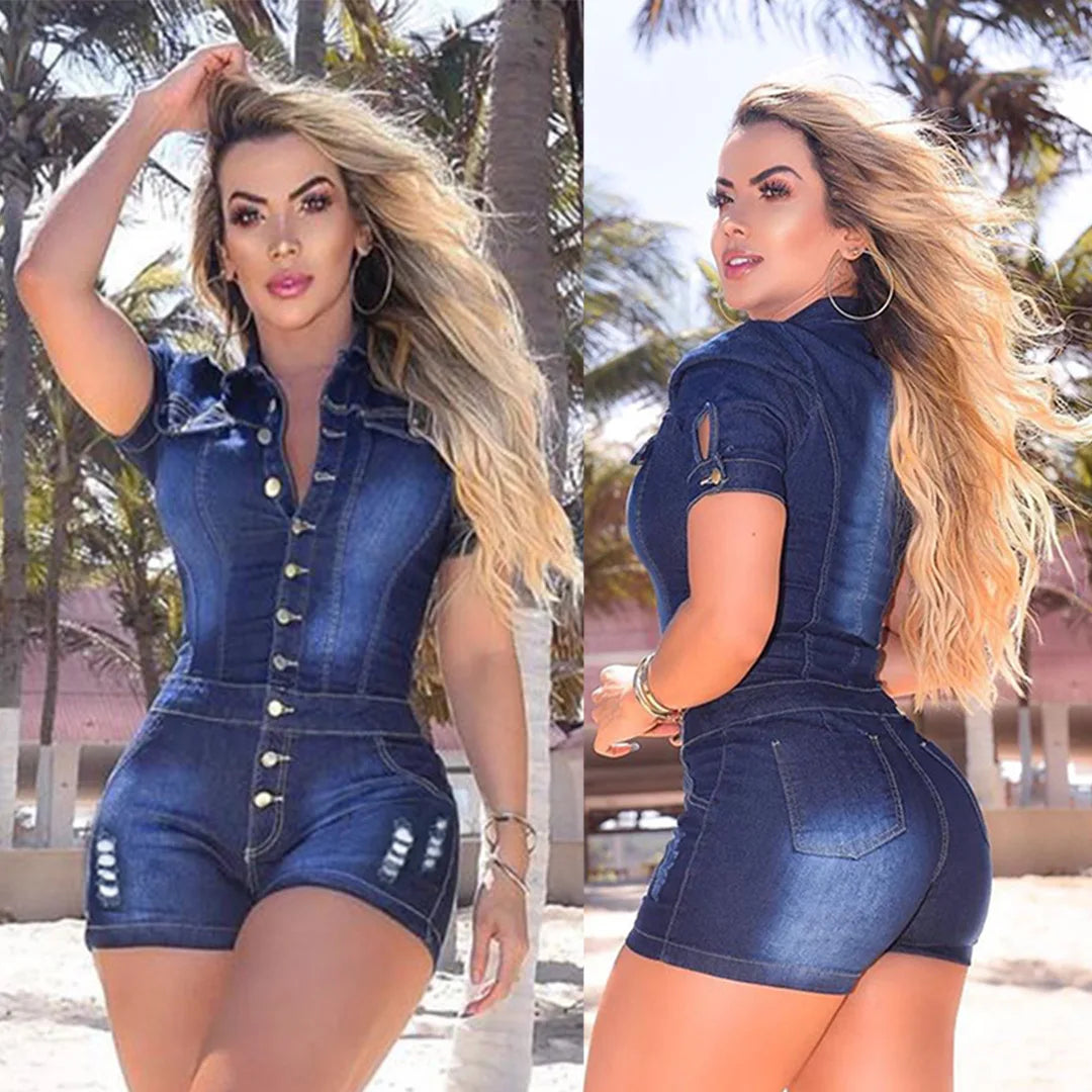 The One - Tight Bleached Denim Romper (Womens)