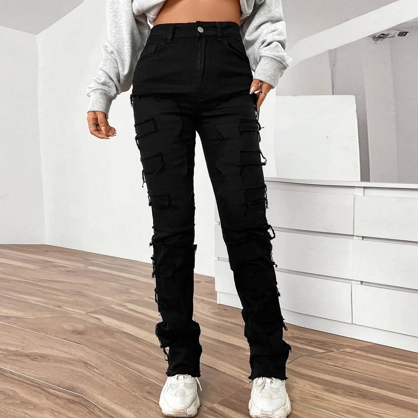 Go Off - Ripped Stretch High Waist Jeans (Women)