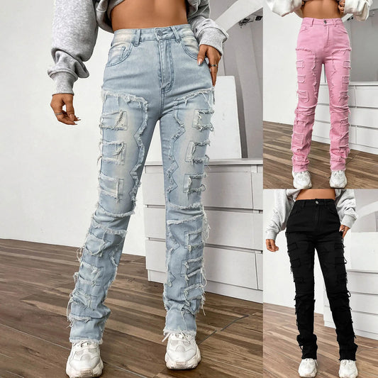 Go Off - Ripped Stretch High Waist Jeans (Women)