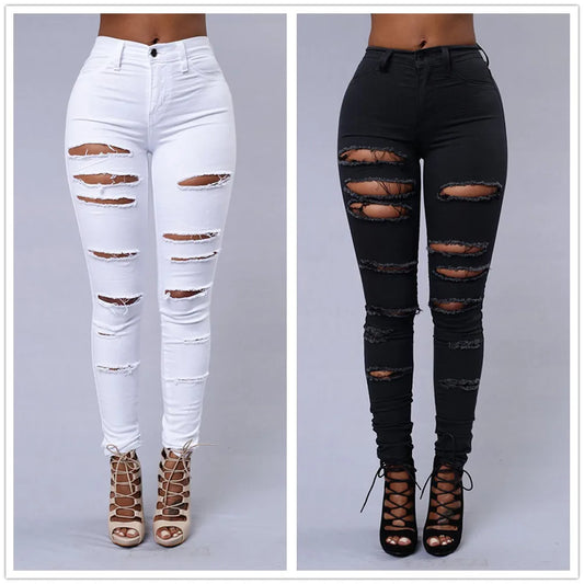 Eclipse - Lifted Ripped Fitted Jeans with Slight Stretch (Womens)