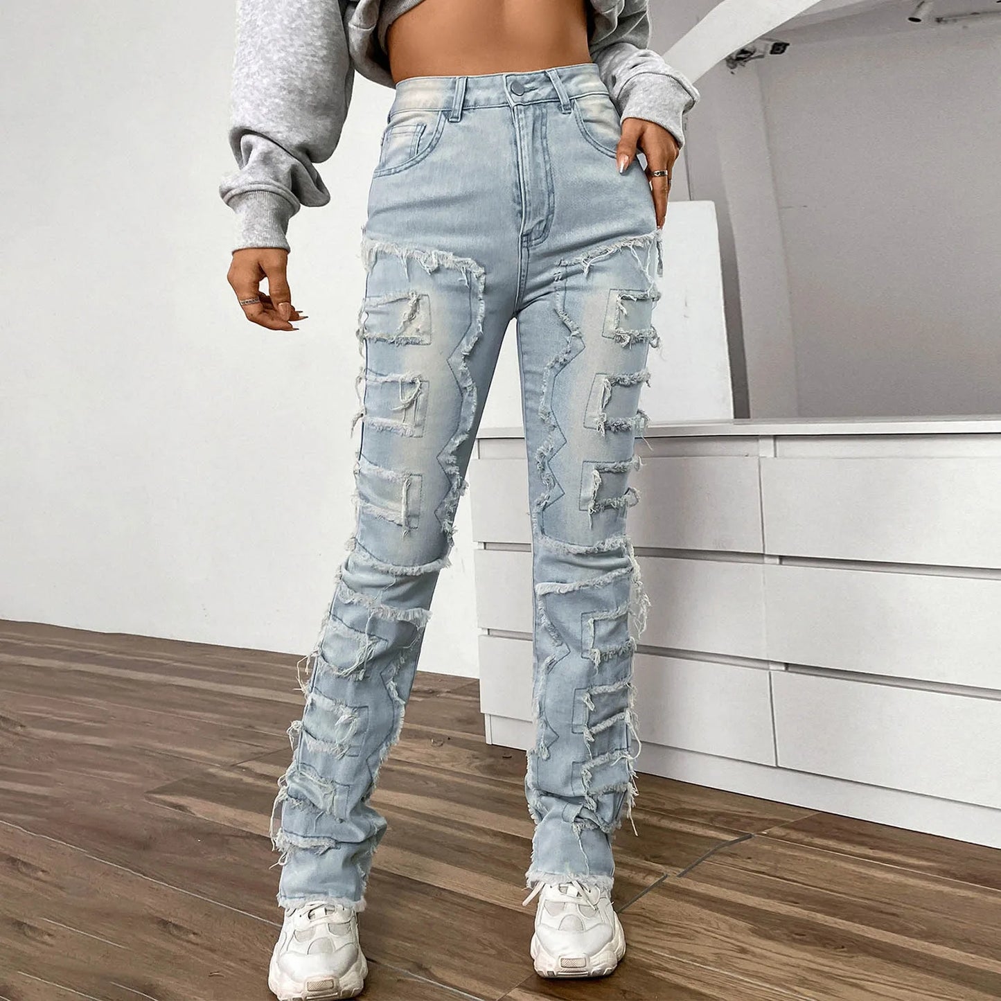 Go Off - Ripped Stretch High Waist Jeans (Women)