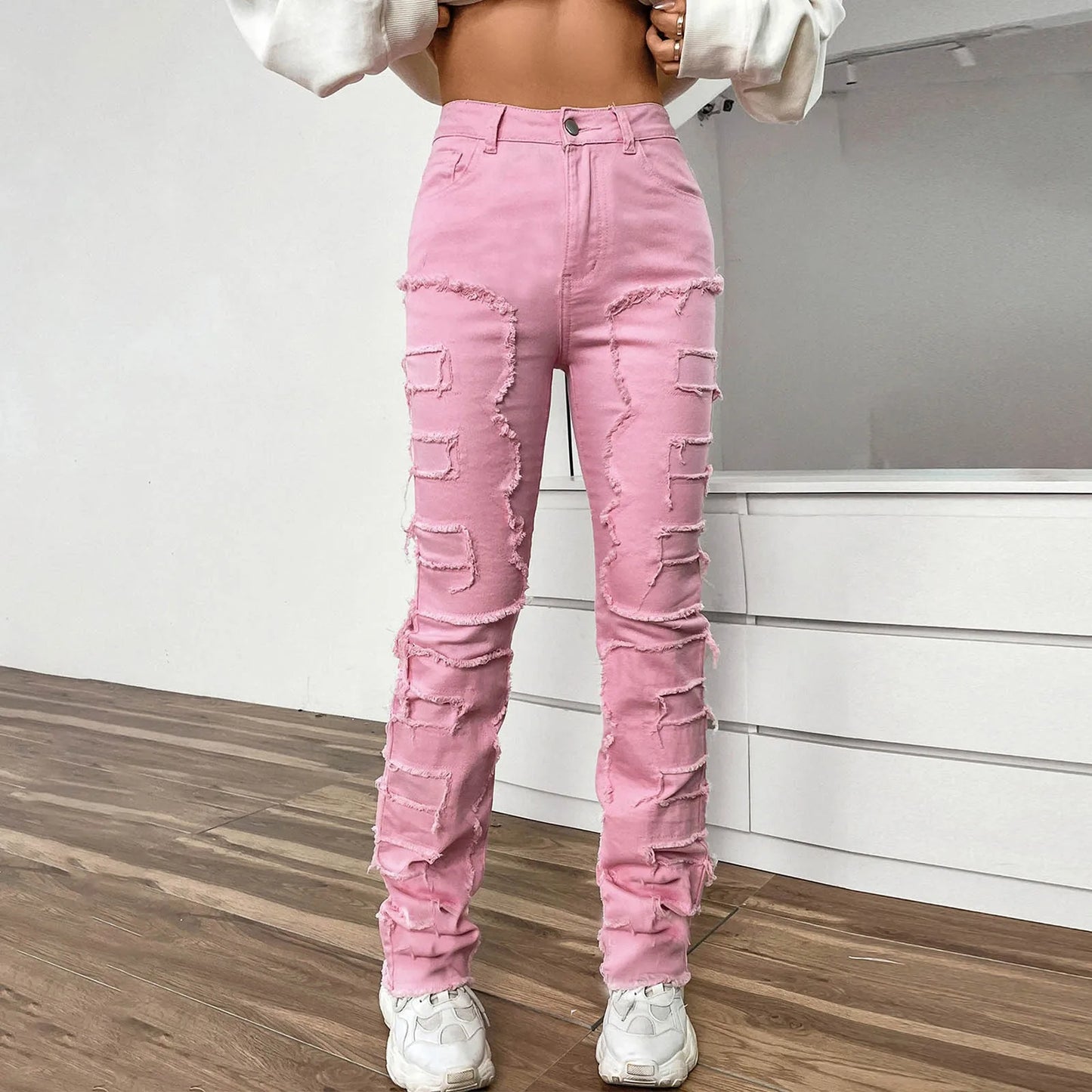 Go Off - Ripped Stretch High Waist Jeans (Women)