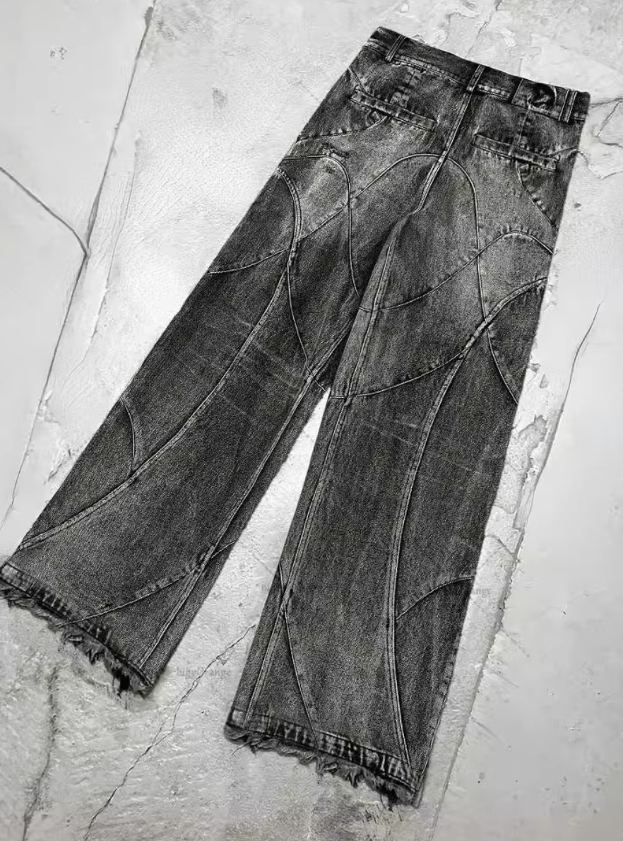 OC - Black Baggy Wide Leg Premium Distressed Jeans (Mens)