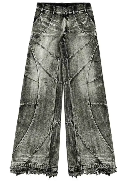 OC - Black Baggy Wide Leg Premium Distressed Jeans (Mens)