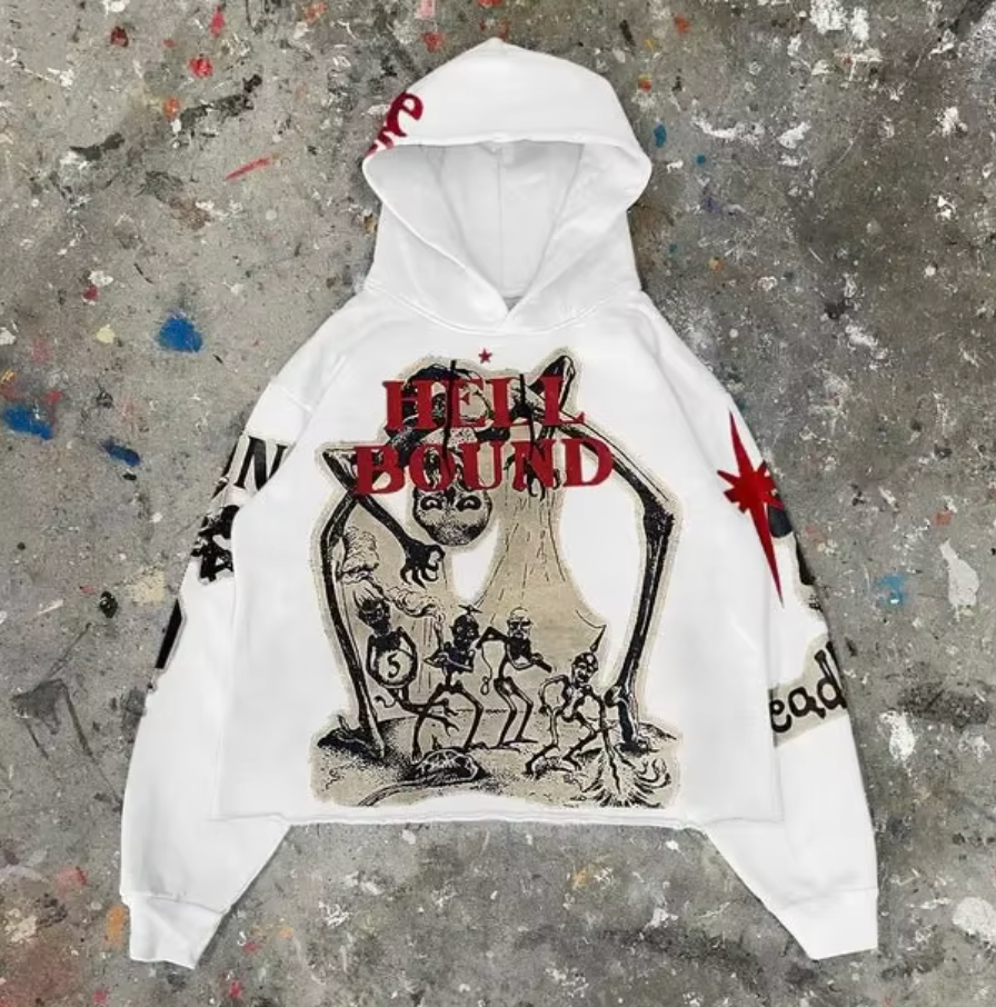 Hell Bound -  Elevated Streetwear Oversized Crop Top Hoodie (Unisex)