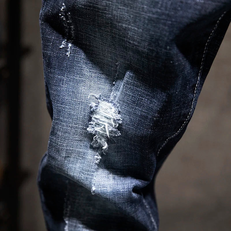 Blue Dreams - Blue Stitched And Ripped Premium Jeans (Mens)