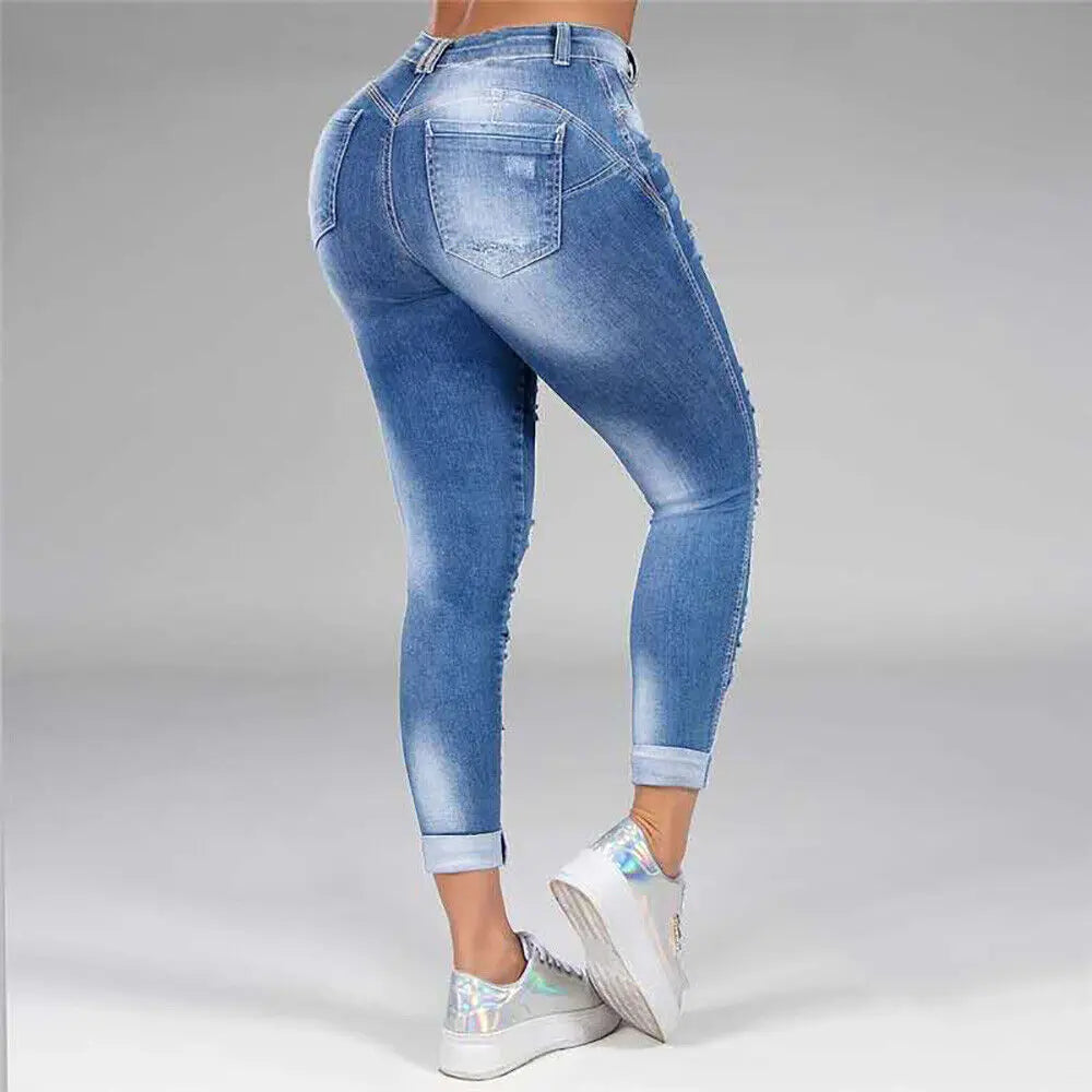 Feelin' Myself - Premium Ripped Faded Stretch Jeans (Womens)