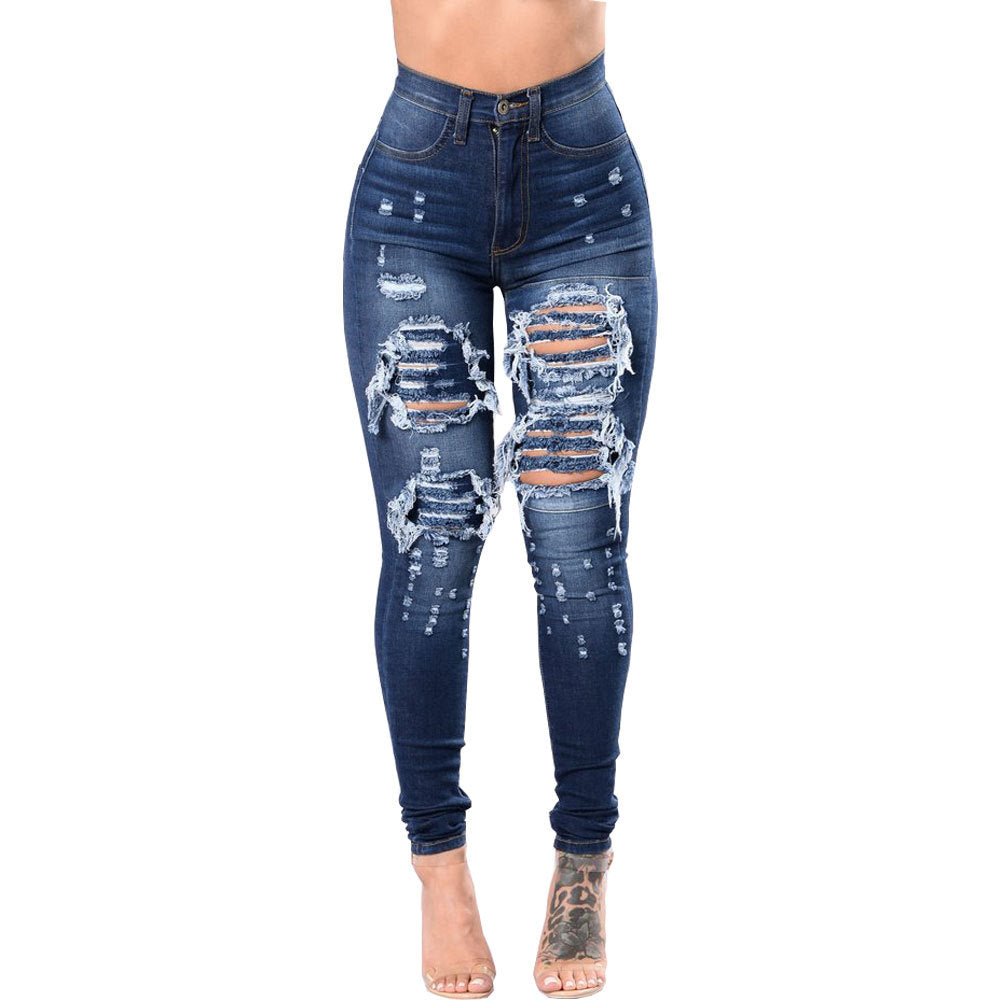 Slay - Blue Faded Jeans - Ripped w/ Tight Fit (Womens)