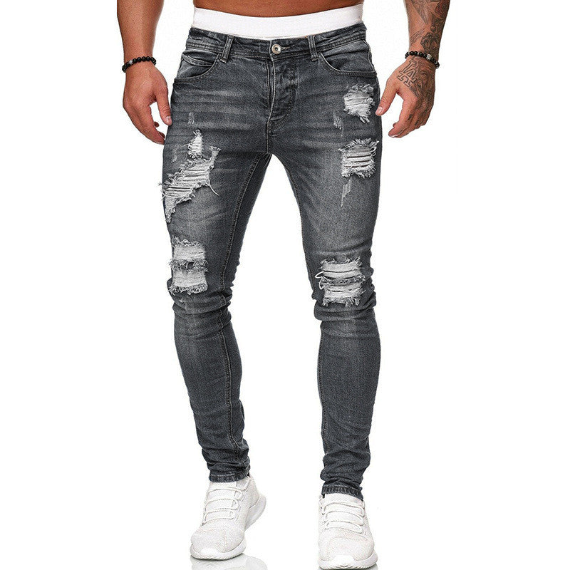 Black stretch discount ripped jeans